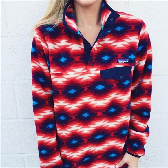Patagonia Tops - Patagonia Wild Desert Red Aztec Print Synchilla